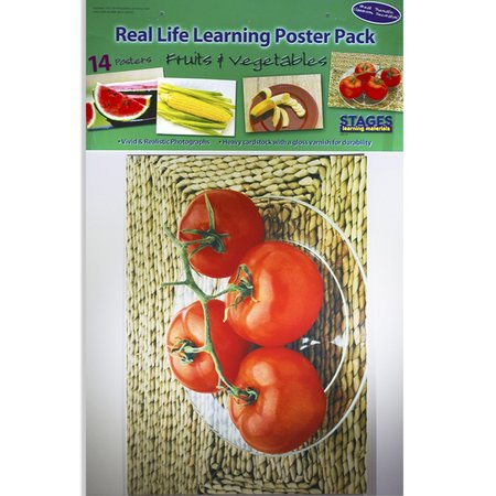 Stages Learning Materials Fruits + Vegetables Real Life Learning Poster Set, Set of 14 SLM-153